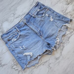Abercrombie & Fitch Light Blue Distressed Jean Shorts